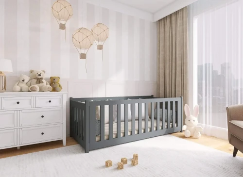 CONCEPT 80x160 grafit pat Montessori la nivel pentru copii Lano Mobilă