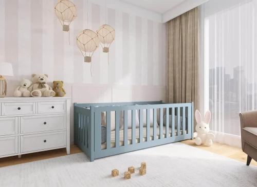 CONCEPT 90x180 gri pat Montessori la nivel pentru copii Lano Mobilă