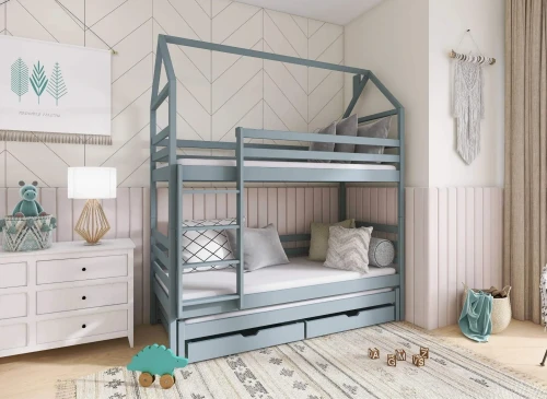 DALIA 90x190 gri pat pentru supraetajat tip casă Lano Mobilă