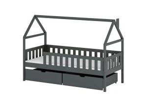 DOMI 90x200 grafit pat de o persoană pentru copii Lano Mobilă