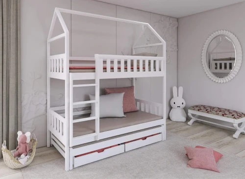 IGA 90x190 alb pat etajat casuta Lano Mobilă