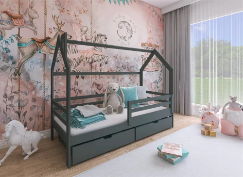 LILA 90x180 grafit pat singur pentru copii casă Lano Mobilă
