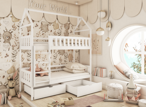 GAJA 80x200 alb pat de etaj Lano Mobilă