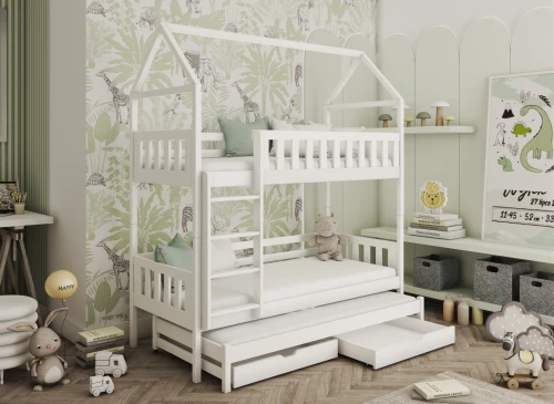 IGA 90x190 alb pat etajat casuta Lano Mobilă