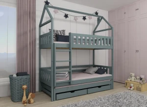 IGA 80x200 grey house bunk bed Lano Furniture