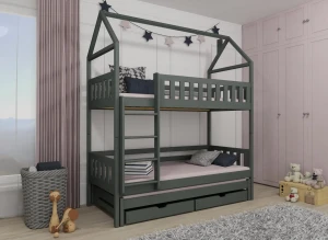 IGA 90x180 graphite house bunk bed Lano Furniture