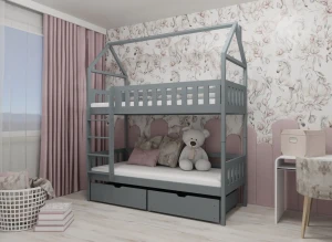 GAJA 80x190 gri pat de etaj Lano Mobilă