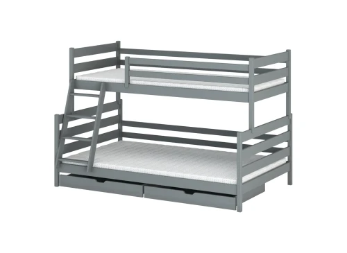 FAMI 90x200/120x200 gri pat supraetajat cu platformă mai lată Lano Mobilă