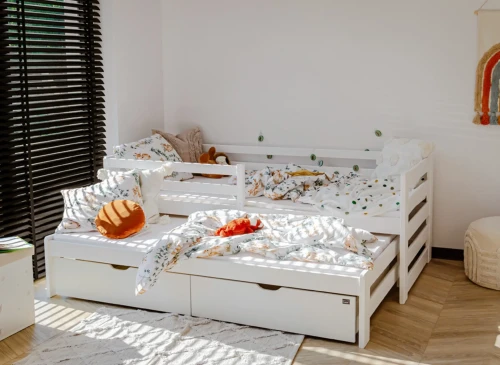 SENSO 90x190 white double trundle bed Lano Furniture