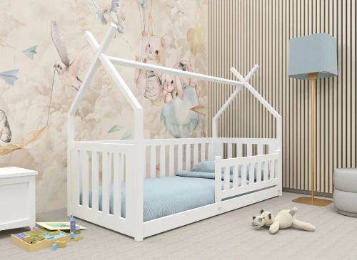 BOGUŚ 90x190 albastru pat Montessori la nivel pentru copii tip tipi Lano Mobilă