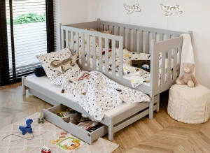 KAJA 90x200 grey double trundle bed Lano Furniture