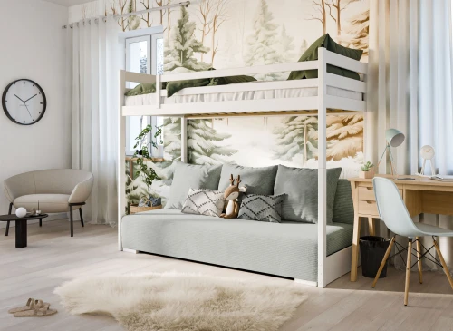 SOFINO 90x200/140x200 graphite loft bed with sofa bed, grey fabric Zoom 15 Sage Lano Furniture