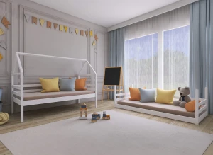 AXEL 80x170 blue house bunk bed Lano Furniture