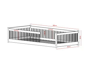 PEDRO 80x180 grey wood Montessori floor bed for children Lano Furniture