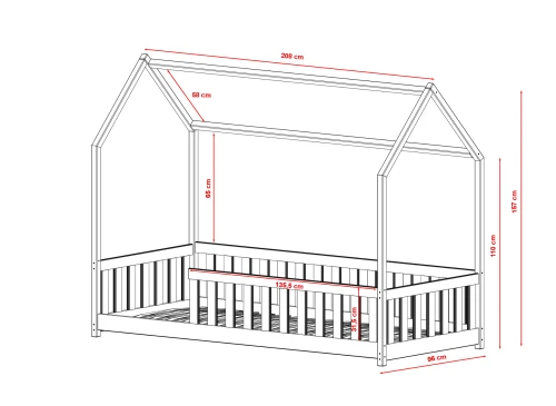 NOAH 80x180 white Montessori floor house bed for children Lano Furniture