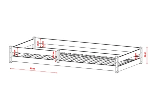 ALIS 90x190 grey green Montessori floor bed for children Lano Furniture