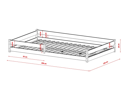 ZOFIA 120x200 pin pat Montessori la nivel pentru copii Lano Mobilă