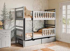 MONIKA 80x190 gri pat supraetajat Lano Mobilă