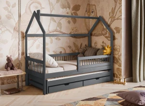 PAPI 90x180 graphite children's house bed Lano Furniture