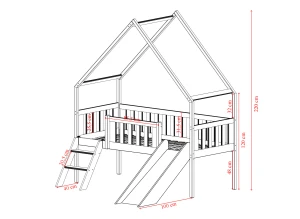 ANGEL 80x180 graphite children's house bed with slide Lano Furniture