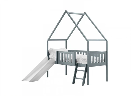 ANGEL 80x180 gri pat singur pentru copii căsuță cu tobogan Lano Mobilă