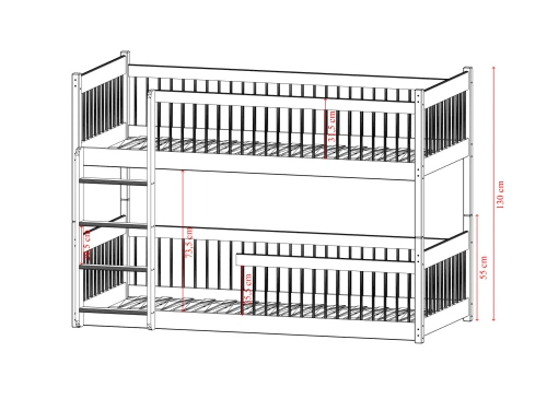 BOSTON 80x180 alb pat supraetajat Lano Mobilă
