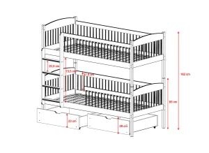 LUNA 80x180 graphite bunk bed Lano Furniture