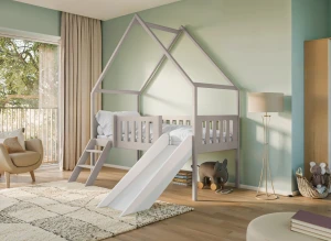 ANGEL 80x180 cașmir pat pentru copii căsuță cu tobogan Lano Mobilă