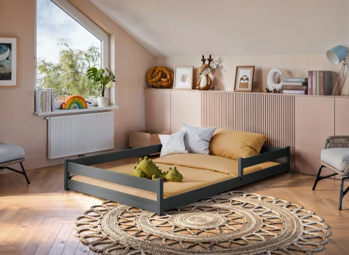 ZOFIA 120x200 graphite Montessori floor bed for children Lano Furniture