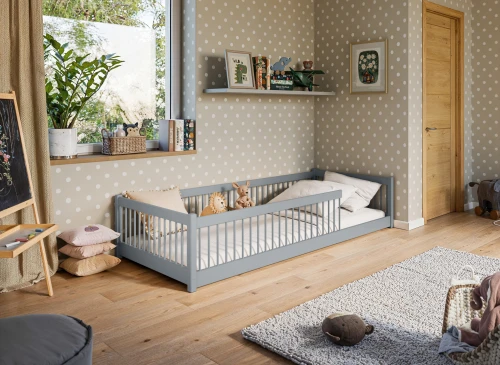 PEDRO 90x200 grey Montessori floor bed for children Lano Furniture