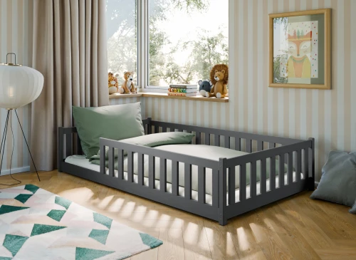 MATI 140x200 grafit pat Montessori la nivel pentru copii Lano Mobilă