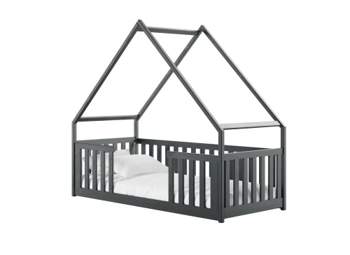 BEE 80x200 grafit pat Montessori la nivel pentru copii tip casă Lano Mobilă