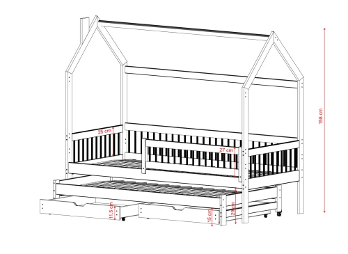 PAPI 80x170 pine children's house bed Lano Furniture