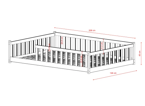 MATI 140x200 olive green Montessori floor bed for children Lano Furniture