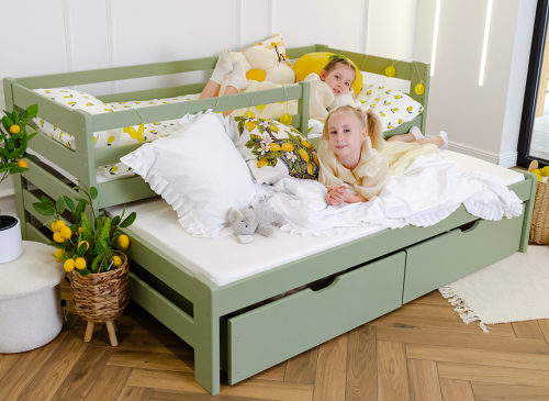 SENSO 80x160 olive green double trundle bed Lano Furniture