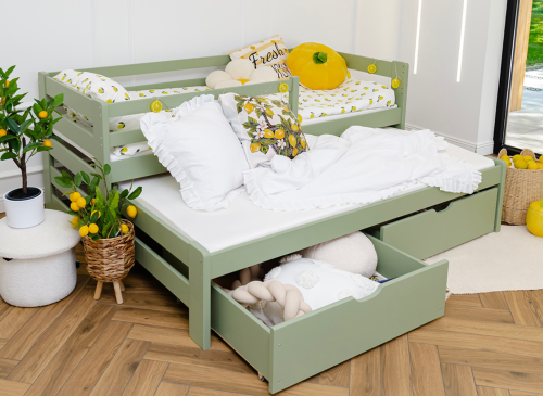 SENSO 80x190 olive green double trundle bed Lano Furniture