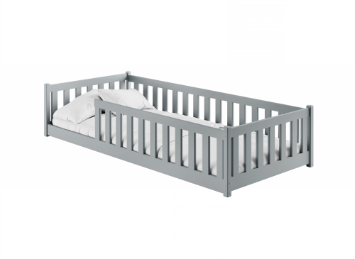 BELLA 90x190 gri pat Montessori la nivel pentru copii Lano Mobilă