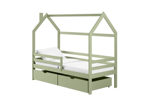 LILA 90x190 olive green single children's house bed Lano Furniture