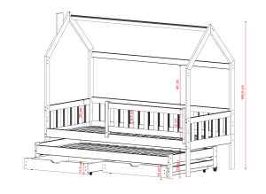 MONKEY 90x190 olive green children's house bed Lano Furniture