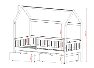 NATAN 90x200 cashmere single children's house bed Lano Furniture