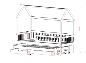 PAPI 90x180 cashmere children's house bed Lano Furniture