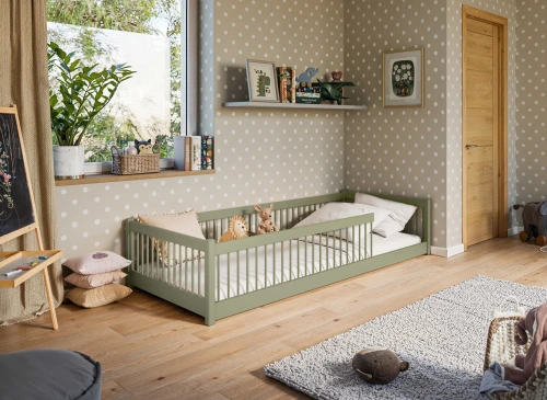PEDRO 90x200 olive green Montessori floor children's bed Lano Furniture