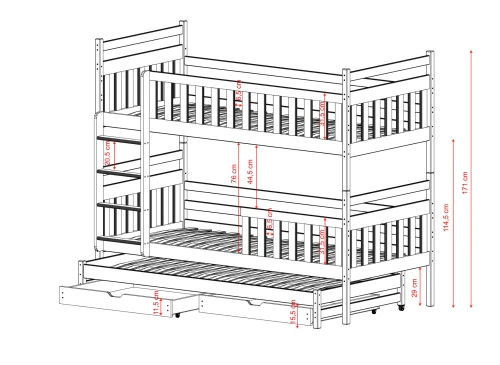 KLARA 80x190 olive green bunk bed Lano Furniture
