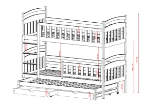 VIKI 90x200 olive green bunk bed Lano Furniture