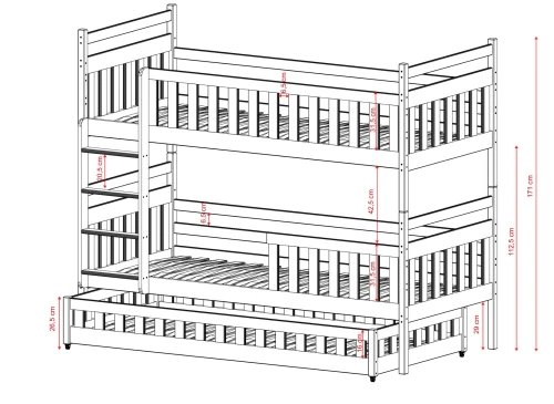 OLIWIA 80x170 olive green bunk bed Lano Furniture