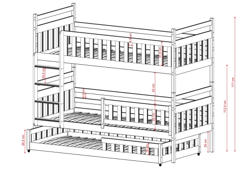 OLIWIA 80x170 olive green bunk bed Lano Furniture