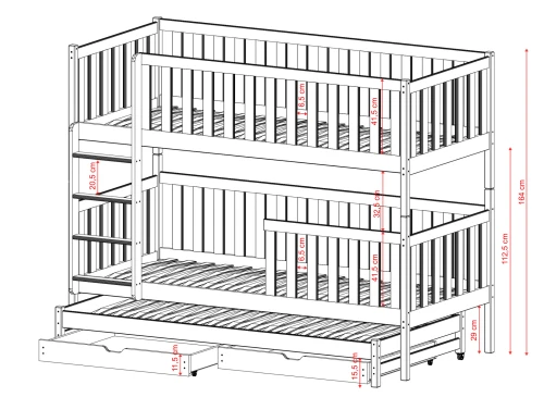 LEA 80x180 pine bunk bed Lano Furniture