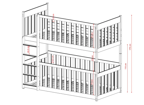 KONRAD 80x180 pink bunk bed Lano Furniture