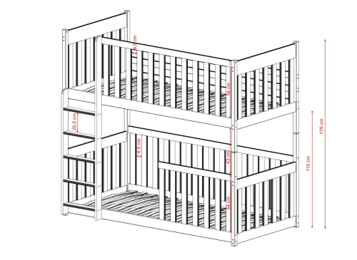 KONRAD 80x200 pink bunk bed Lano Furniture