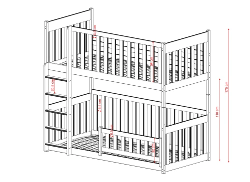 KONRAD 90x190 pine bunk bed Lano Furniture